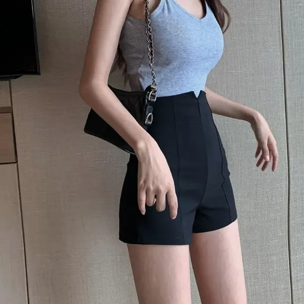 Women Black High Waist Shorts Summer Hot Pants Casual - Image 4