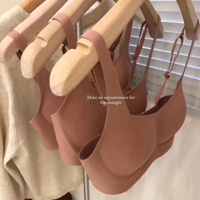 Mt Jelly Bra Women's French Small Square Collar One-Line Collar No Steel Ring Comfortable Thin Push-Up Nude Latex Bra