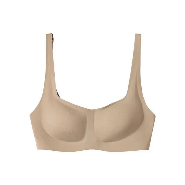 Mt Jelly Bra Women's French Small Square Collar One-Line Collar No Steel Ring Comfortable Thin Push-Up Nude Latex Bra