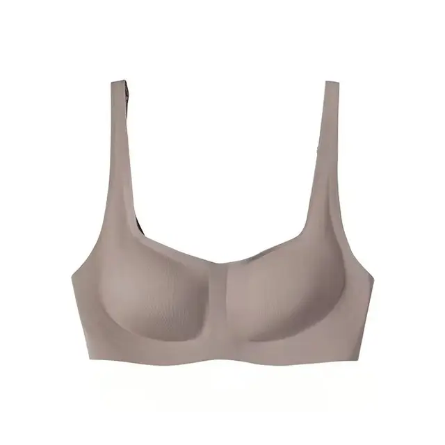 Mt Jelly Bra Women's French Small Square Collar One-Line Collar No Steel Ring Comfortable Thin Push-Up Nude Latex Bra