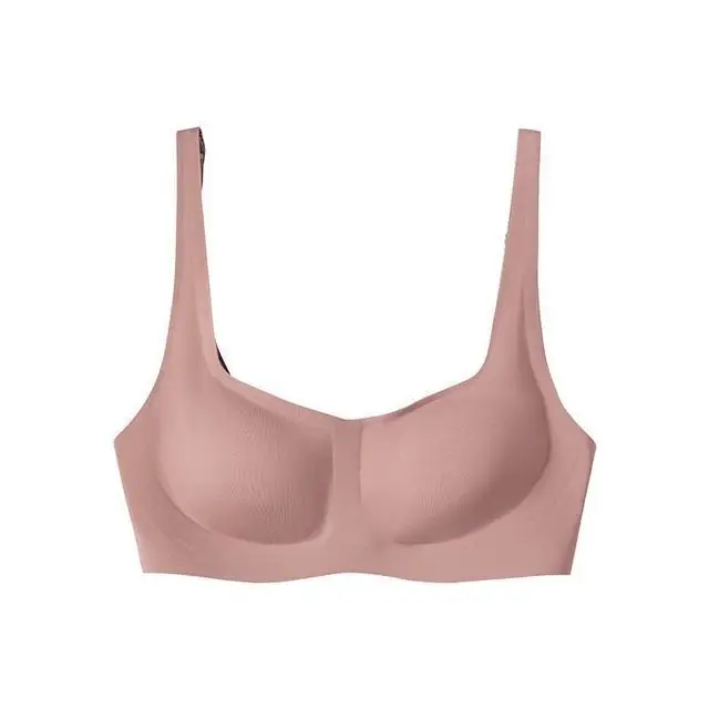 Mt Jelly Bra Women's French Small Square Collar One-Line Collar No Steel Ring Comfortable Thin Push-Up Nude Latex Bra