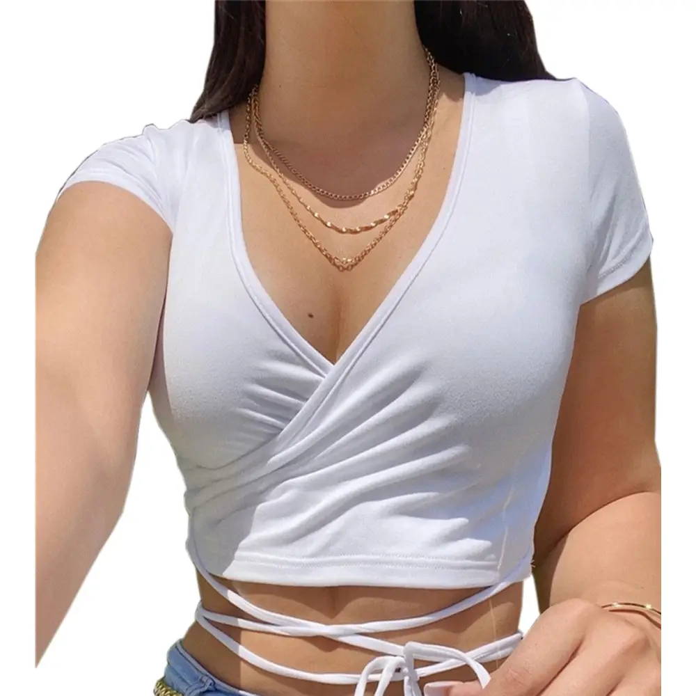 Pink V-Neck Short Sleeve T-Shirt for Women