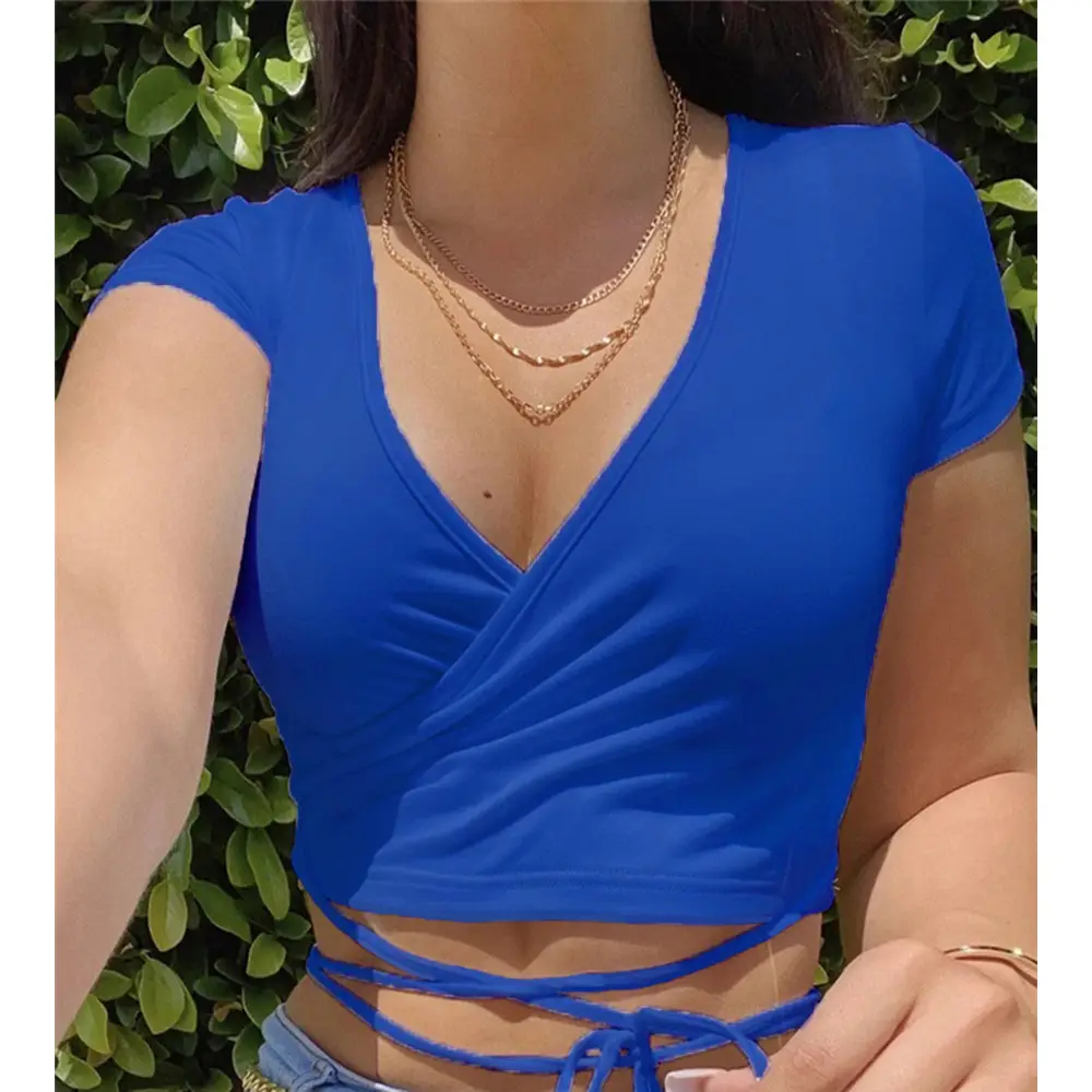 Pink V-Neck Short Sleeve T-Shirt for Women