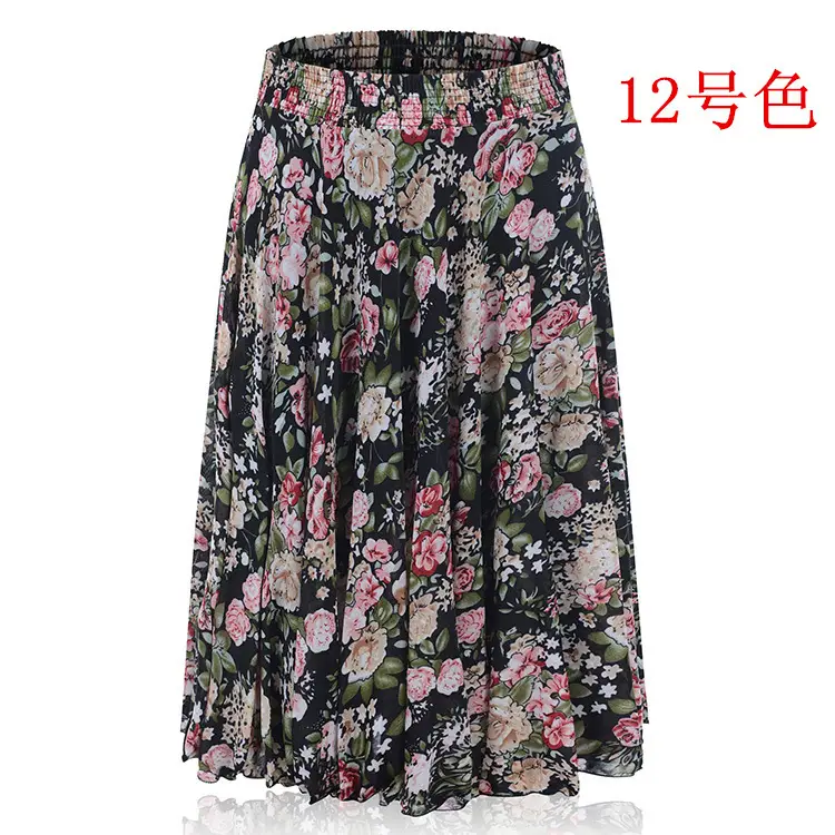 Black Floral Ice Silk Summer Skirts for Women — feature 16