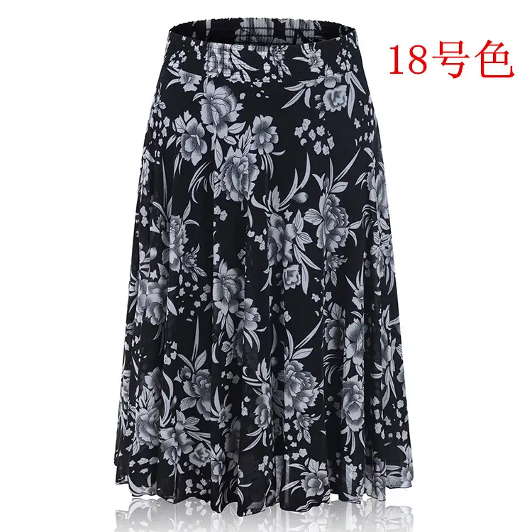 Black Floral Ice Silk Summer Skirts for Women — feature 20