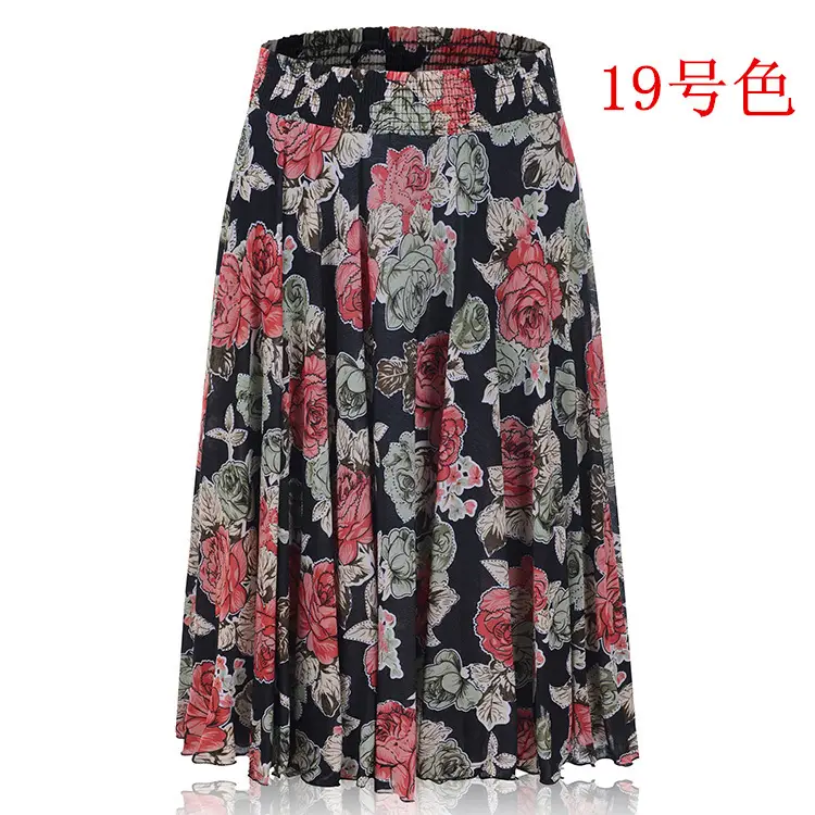 Black Floral Ice Silk Summer Skirts for Women — feature 21