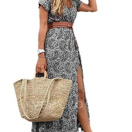 Bohemian Floral V Neck Dress for Women