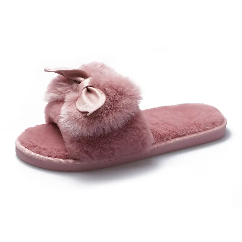 2022 New Cross-border European and American Fashion Maomao Slippers Women's Home Flat Indoor Cotton Slippers