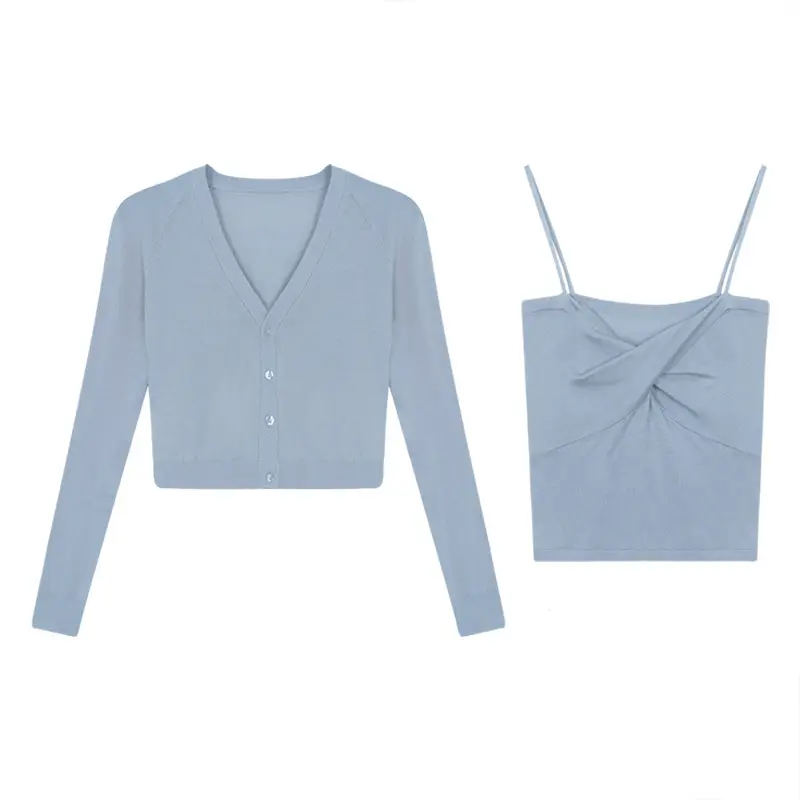 Light Blue V-Neck Slimming Shirt for Women - Image 12