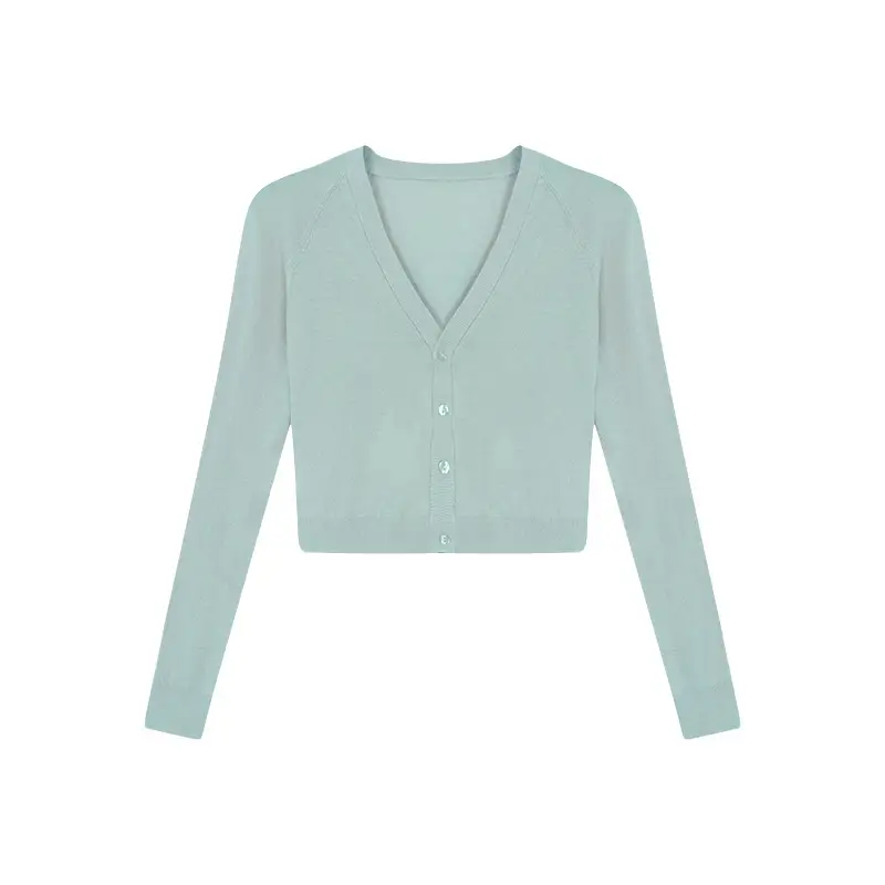 Light Blue V-Neck Slimming Shirt for Women - Image 2