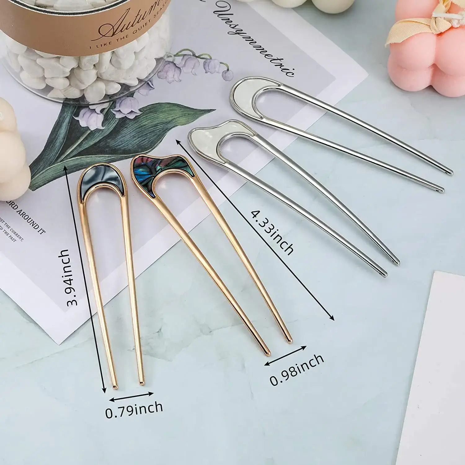 U-Shaped Hair Pin Ball Head Plate Hair Fork Women