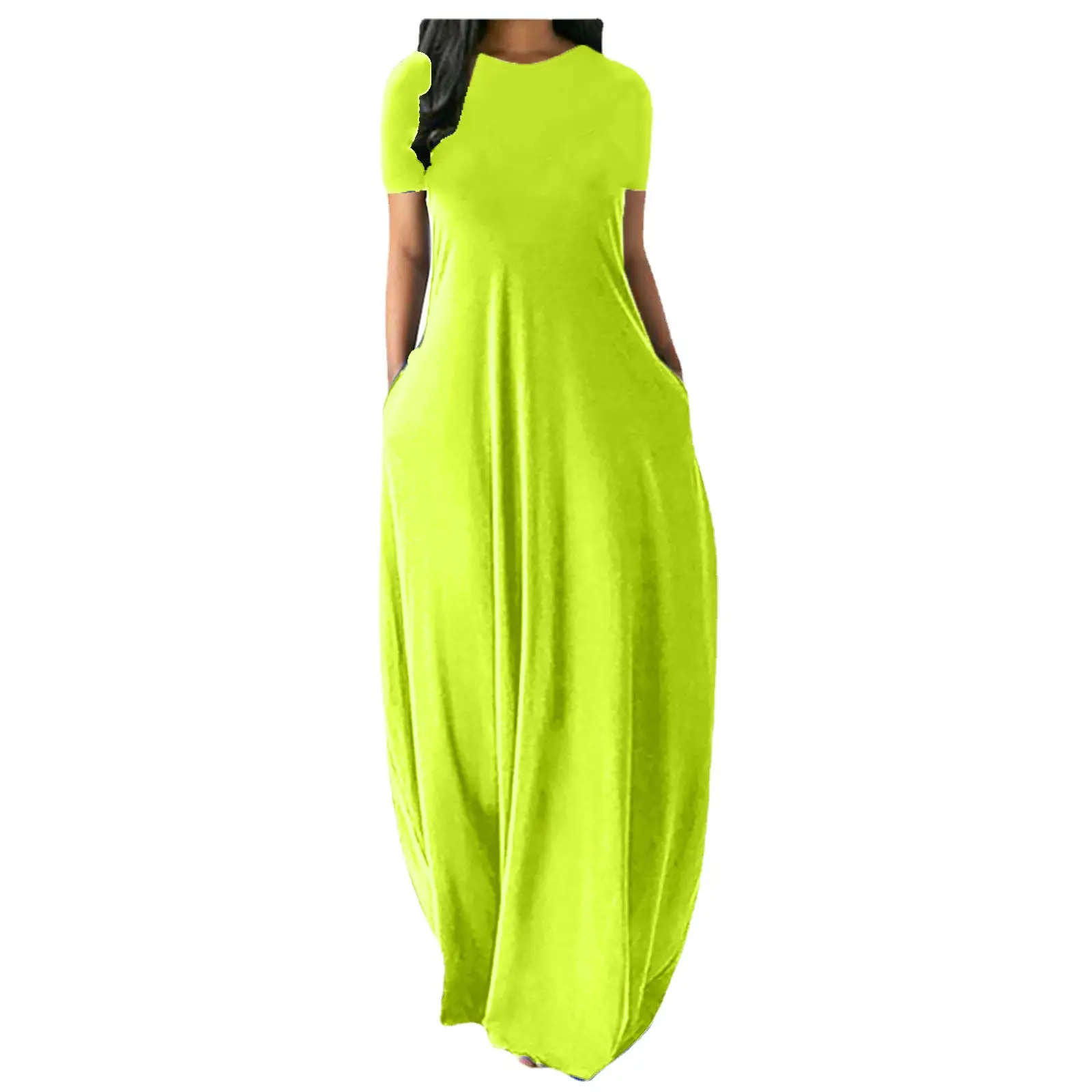 Yellow Long Sleeve Round Neck Dress for Women Large - Image 15