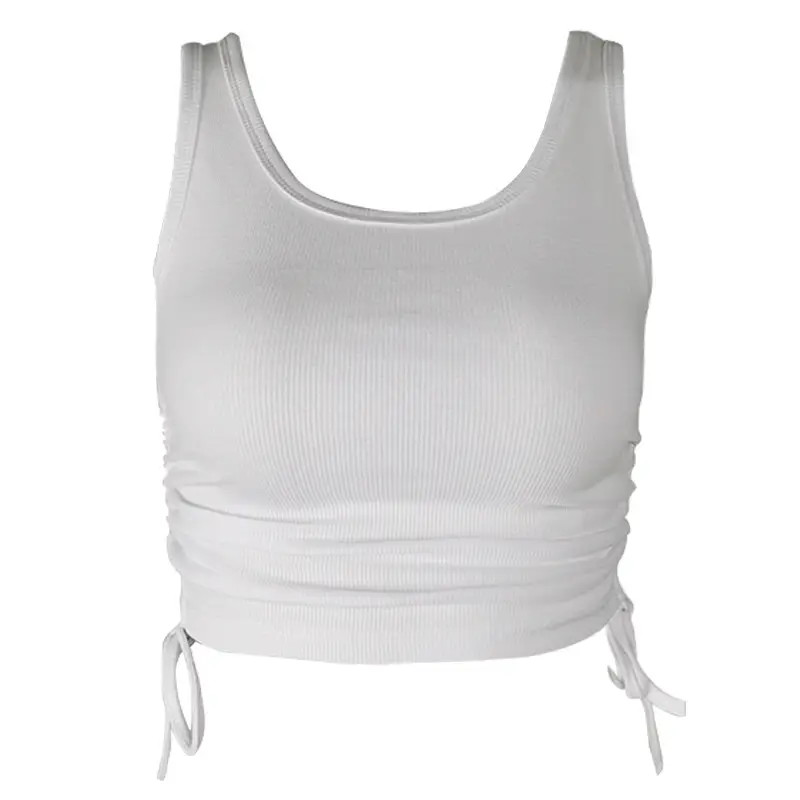 Black Ribbed Drawstring Top for Women - Image 9