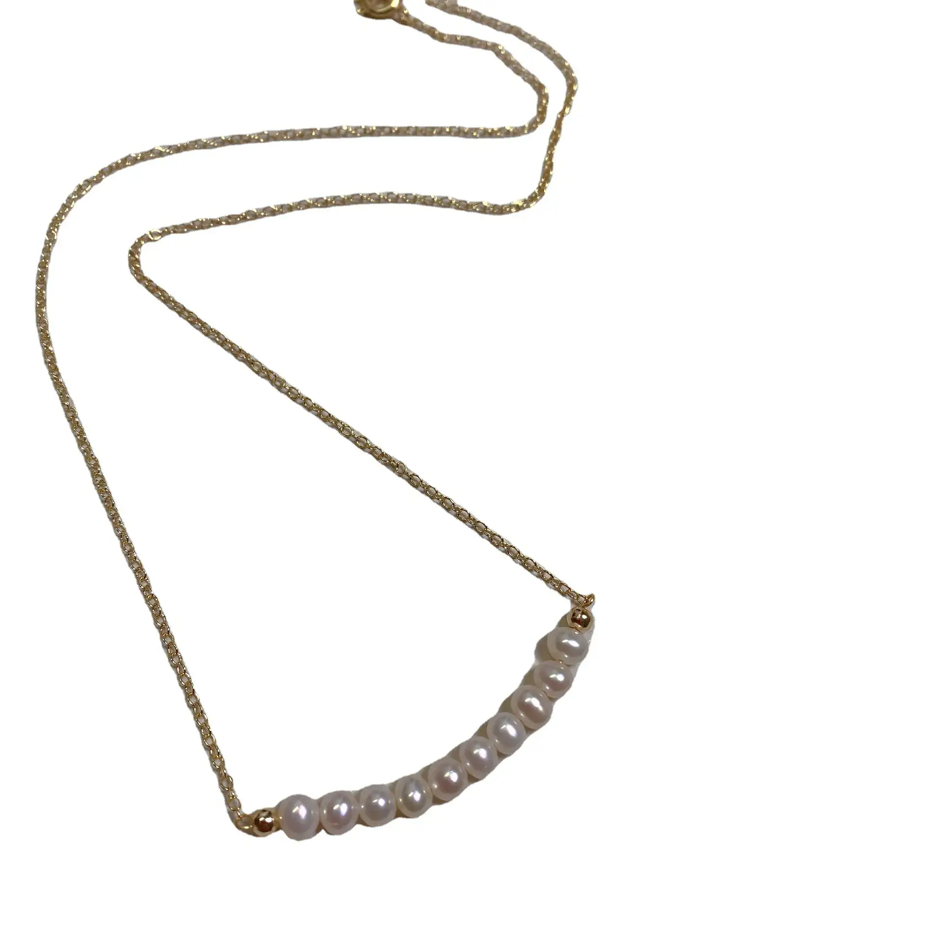 Natural Pearl Necklace Women 14K Gold Smiley Face Clavicle Chain - Image 6