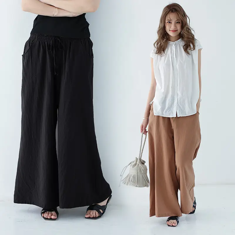 Japanese Wide Leg Pants Women Summer 2021 Linen Trousers