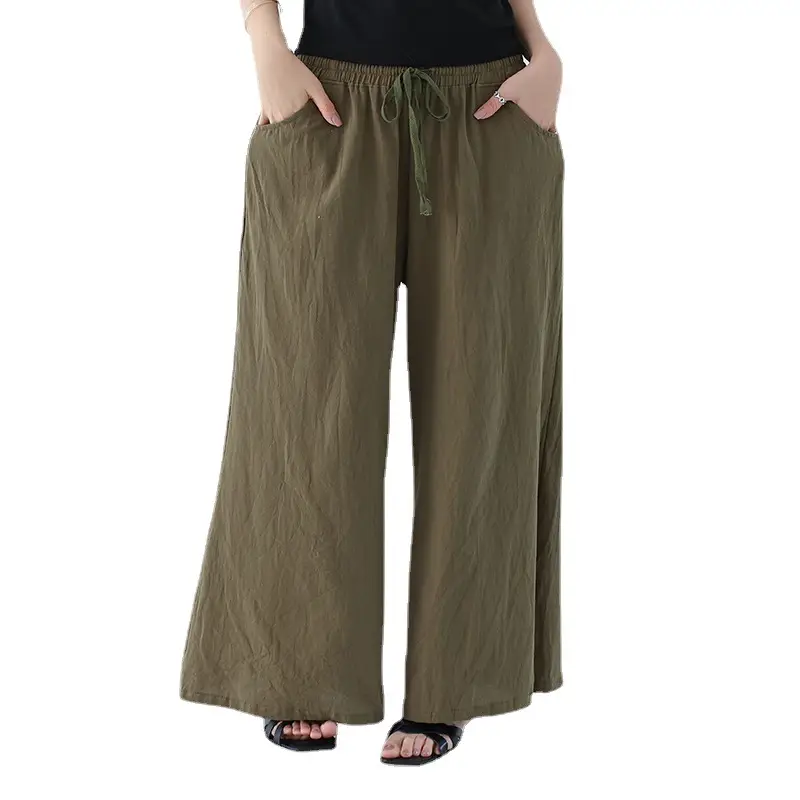 Japanese Wide Leg Pants Women Summer 2021 Linen Trousers