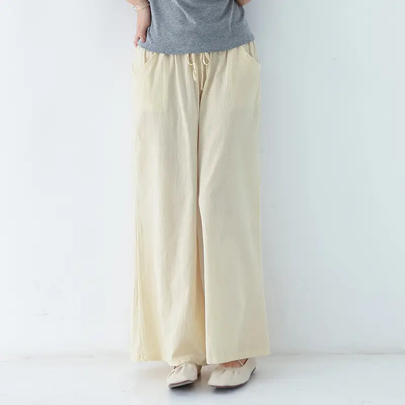 Japanese Wide Leg Pants Women Summer 2021 Linen Trousers