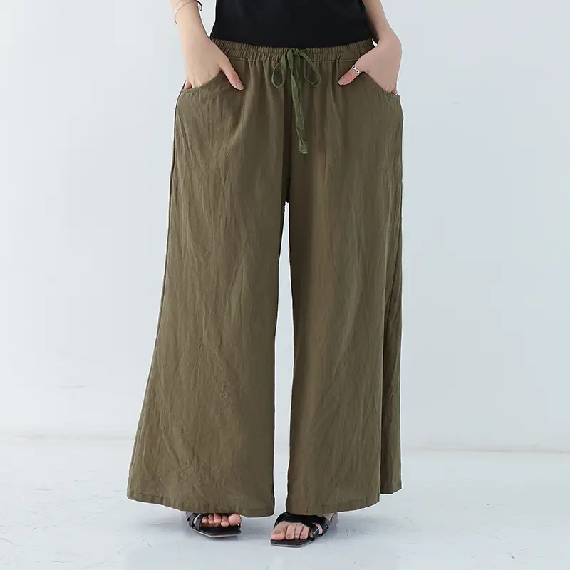 Japanese Wide Leg Pants Women Summer 2021 Linen Trousers