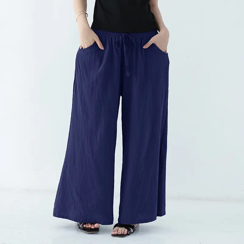 Japanese Wide Leg Pants Women Summer 2021 Linen Trousers