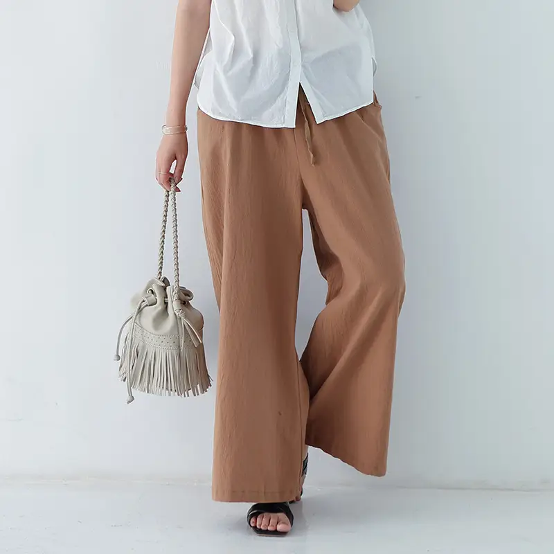 Japanese Wide Leg Pants Women Summer 2021 Linen Trousers