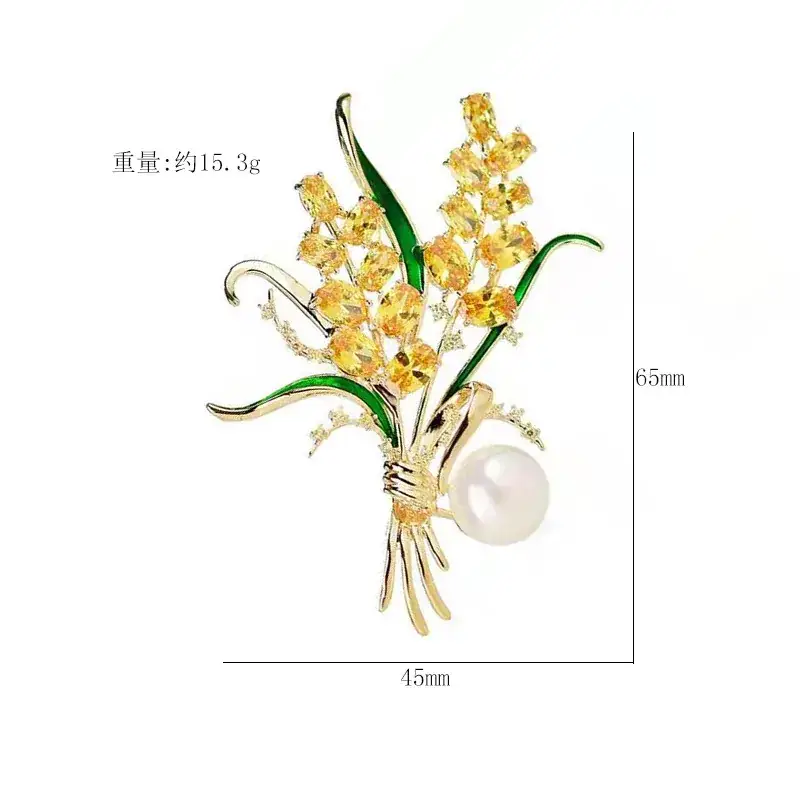 Golden Wheat Zircon Brooch for Women - Image 5