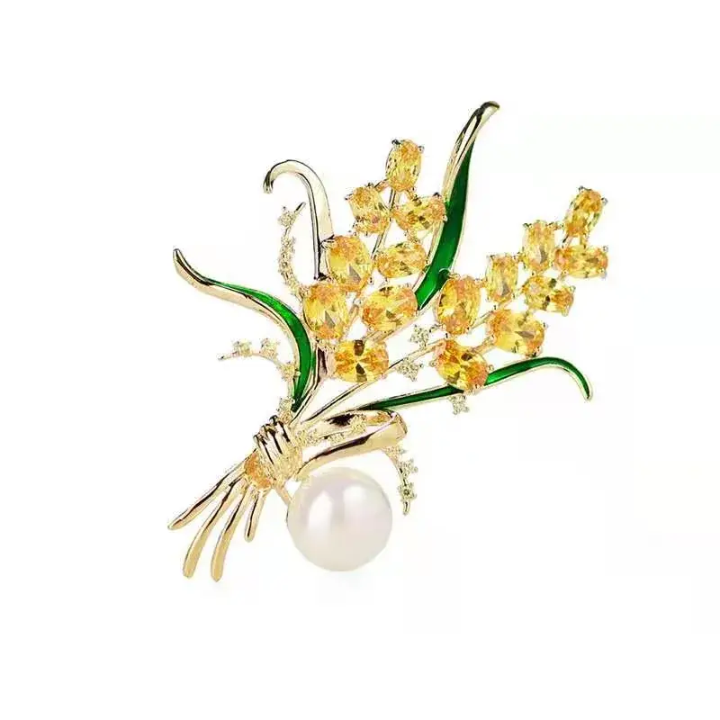 Golden Wheat Zircon Brooch for Women - Image 6