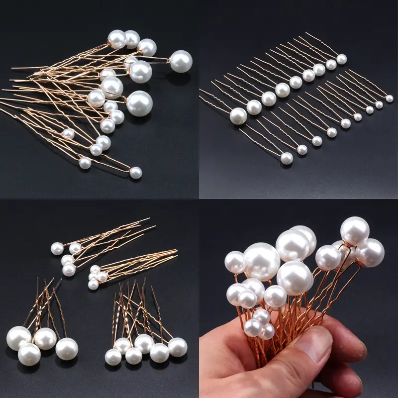 Korean Style Pearl Hairpin 18 Gold U-Shaped Fork - Image 19