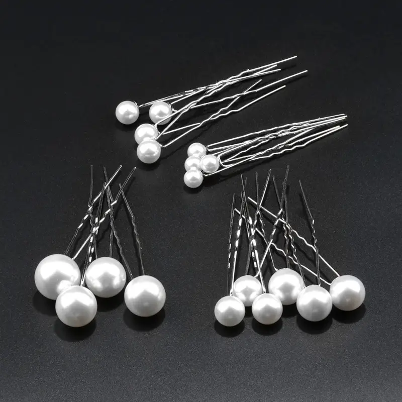 Korean Style Pearl Hairpin 18 Gold U-Shaped Fork - Image 2