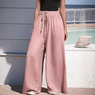 2025 Women's Elastic Waist Wide Leg Pants White Cotton Linen — feature 20