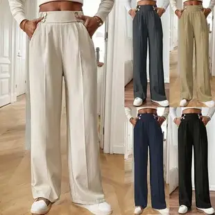 2025 Women's Elastic Waist Wide Leg Pants White Cotton Linen — feature 29