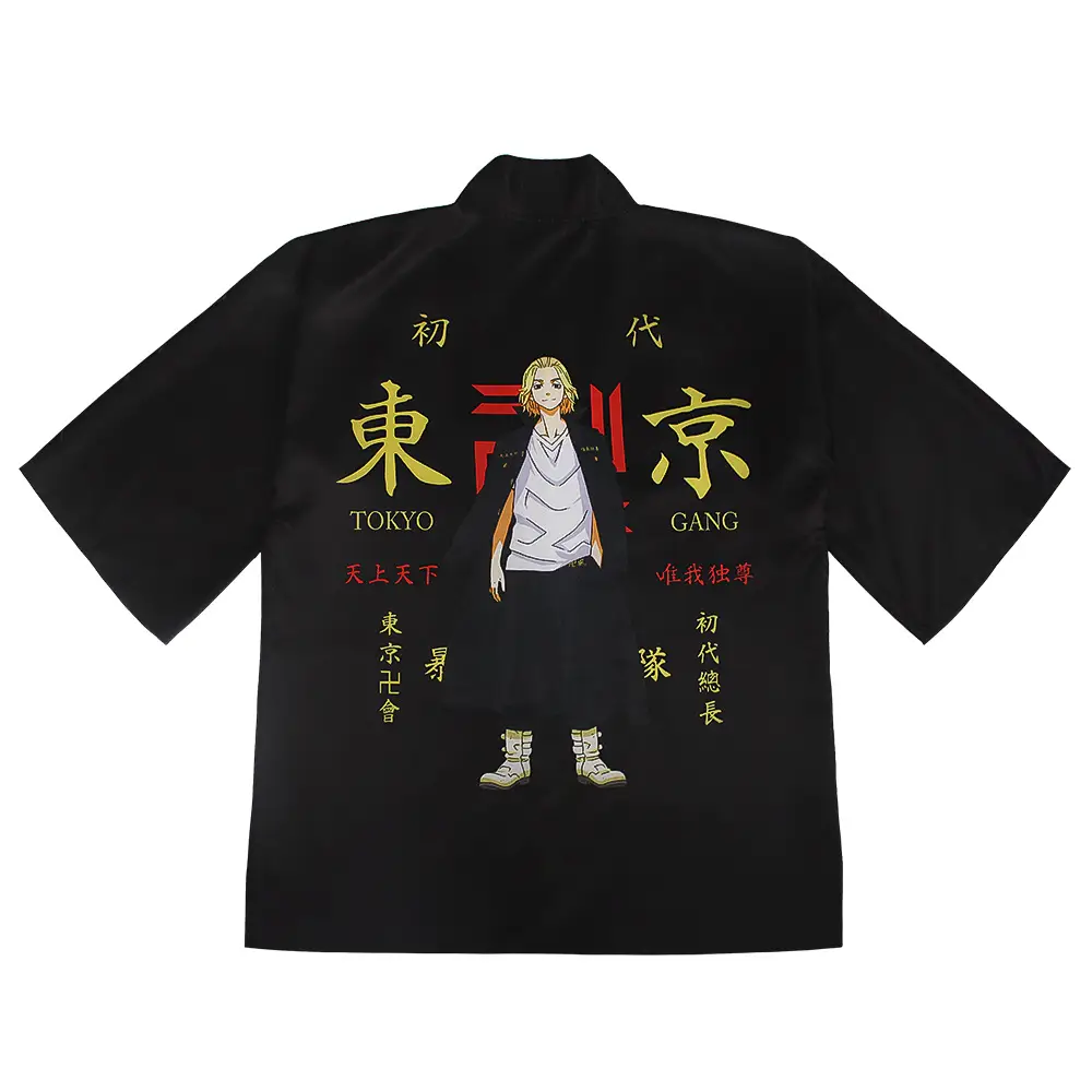 Tokyo Avengers Cloak Short Sleeve T-Shirt Black Gold - Image 3