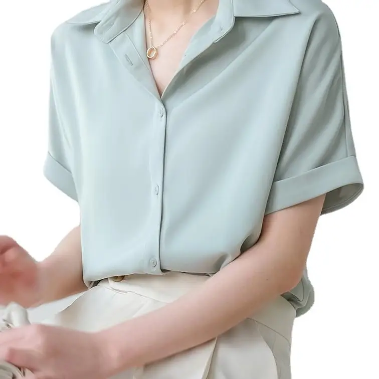 Women White Short Sleeve Japanese Style Shirt