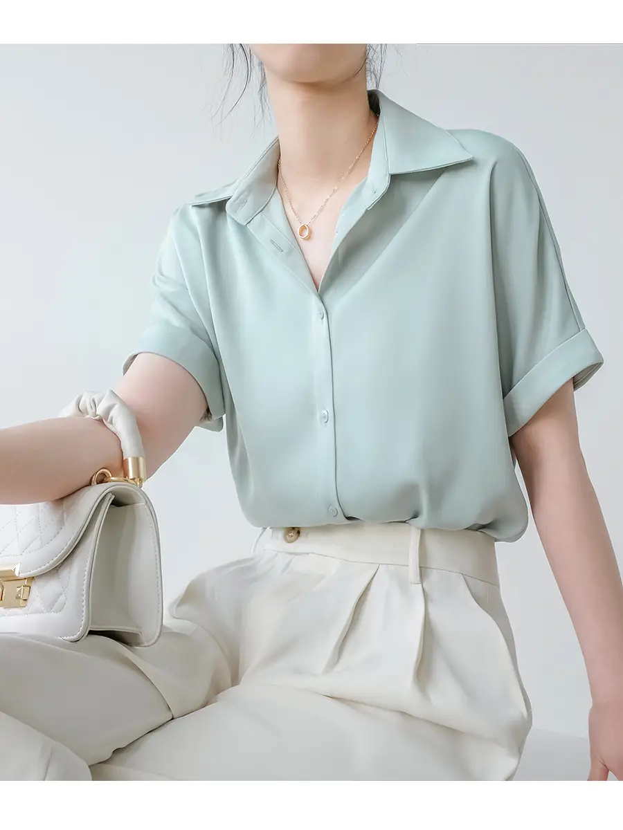 Women White Short Sleeve Japanese Style Shirt — feature 8