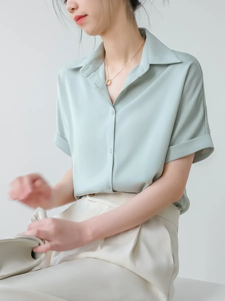 Women White Short Sleeve Japanese Style Shirt — feature 9