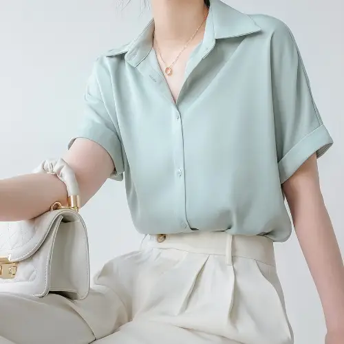 Women White Short Sleeve Japanese Style Shirt