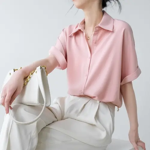Women White Short Sleeve Japanese Style Shirt