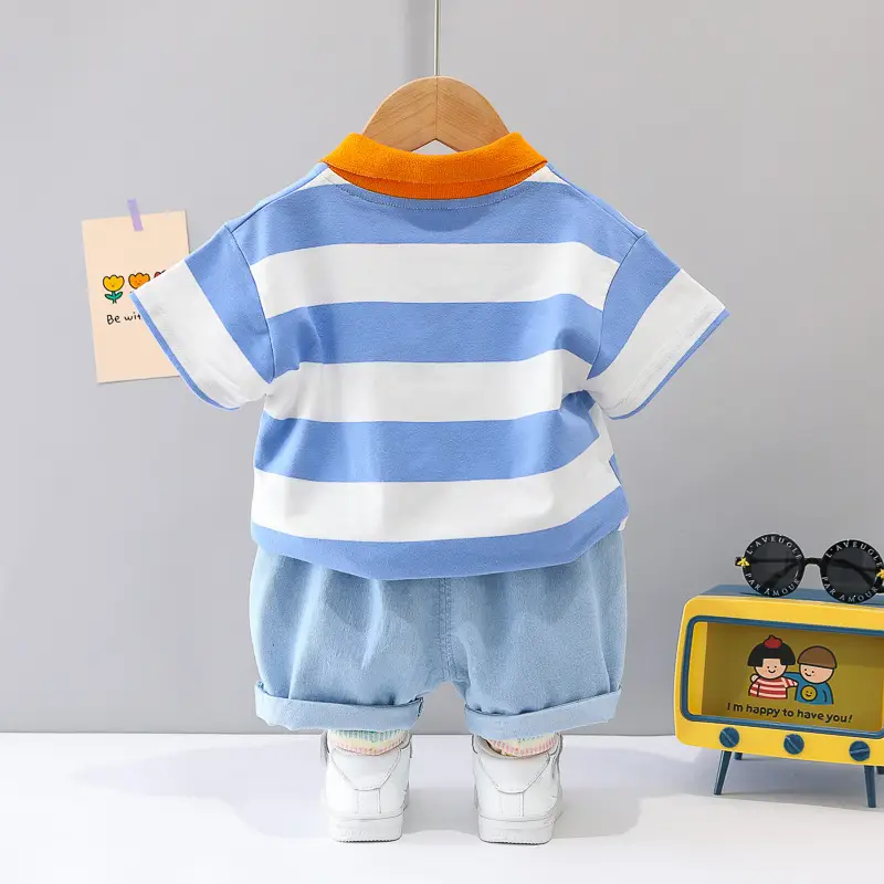 Boys Korean Lapel Polo Shirt 2021 Summer Suit - Image 5