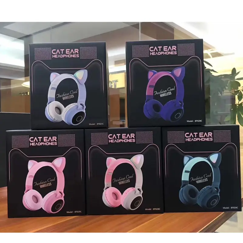 Pink Cat Ears Bluetooth Headset with Rechargeable Light - Image 6