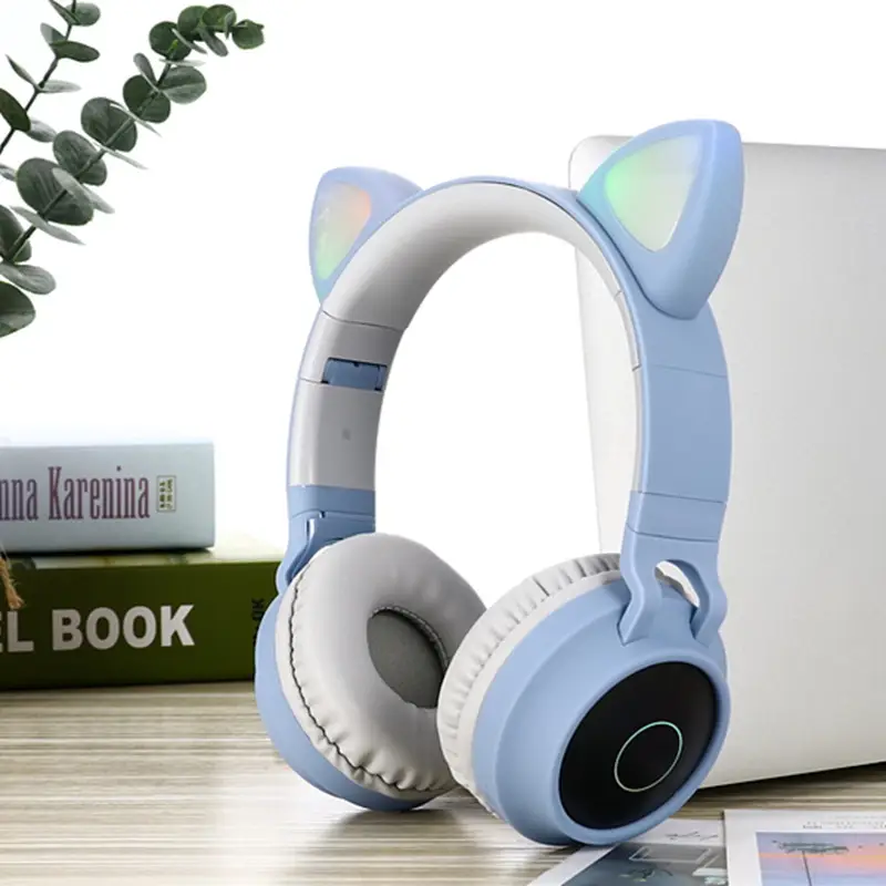 Pink Cat Ears Bluetooth Headset with Rechargeable Light - Image 2