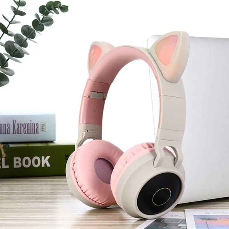 Pink Cat Ears Bluetooth Headset with Rechargeable Light - Image 3