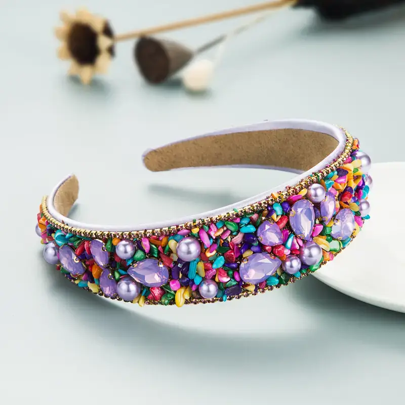 Colorful Broken Turquoise Diamond Wide Edge Headband