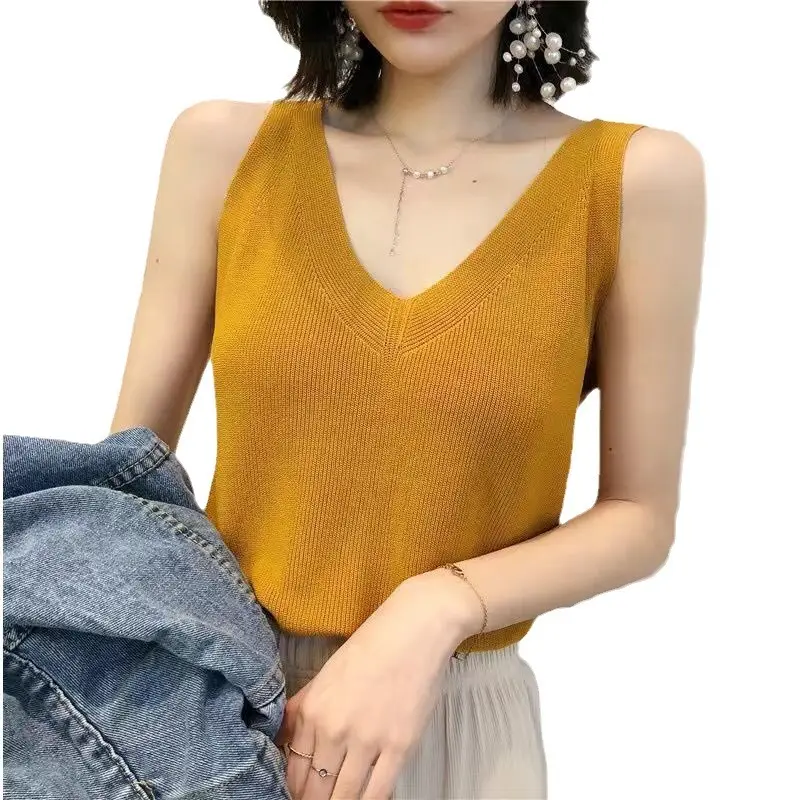 Black V-Neck Sleeveless V-Back Vest for Women - Image 9