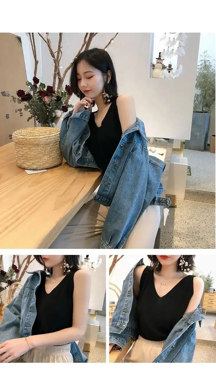 Black V-Neck Sleeveless V-Back Vest for Women — feature 11