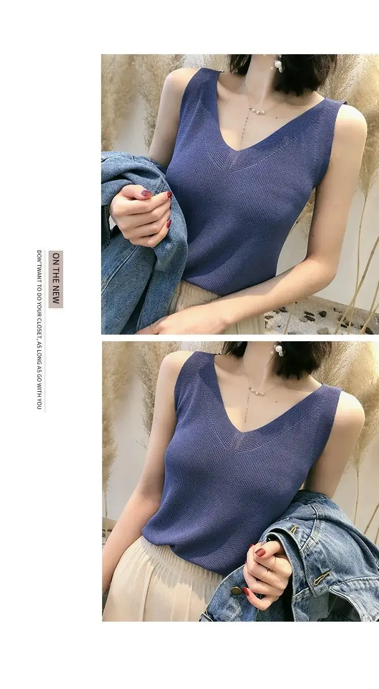 Black V-Neck Sleeveless V-Back Vest for Women — feature 14
