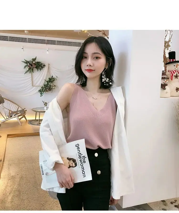 Black V-Neck Sleeveless V-Back Vest for Women — feature 15