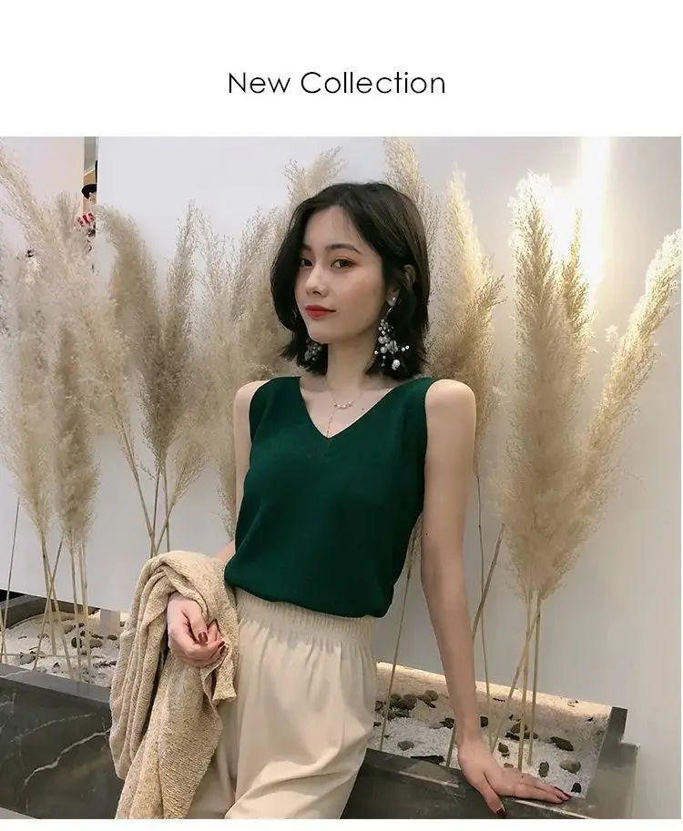 Black V-Neck Sleeveless V-Back Vest for Women — feature 17