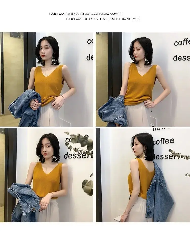Black V-Neck Sleeveless V-Back Vest for Women — feature 8