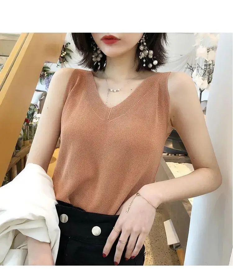 Black V-Neck Sleeveless V-Back Vest for Women — feature 9