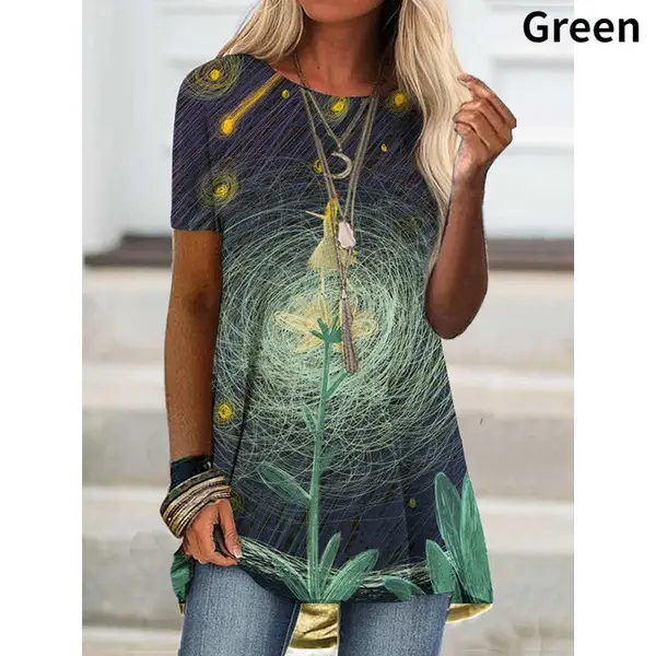 Women's Brown Digital Print T-Shirt Short Sleeve - Image 8