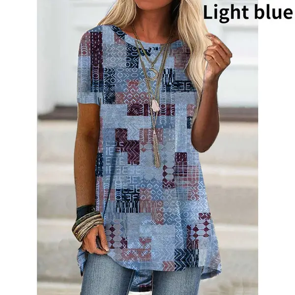 Women's Brown Digital Print T-Shirt Short Sleeve - Image 9